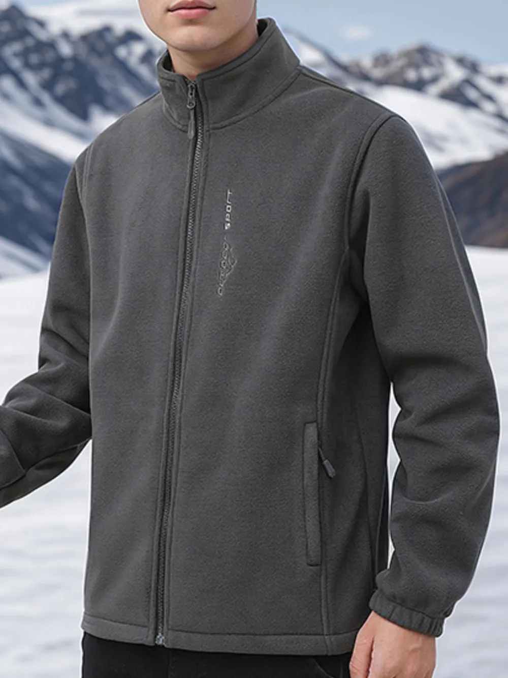 Men's Plus Size Zip Up Thermal Fleece Jacket, image 2