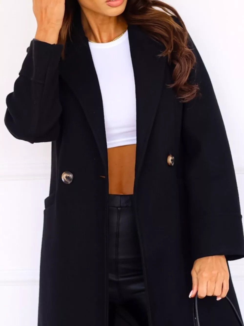 Lapel Collar Wool Blend Overcoat, image 16