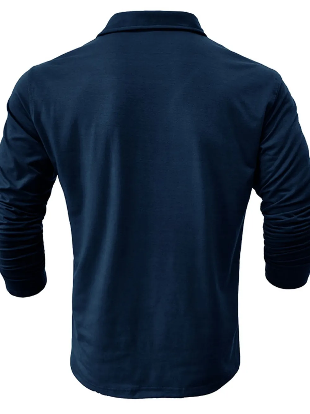 Men's Basic style Collared Neck Long Sleeve Polo, image 4