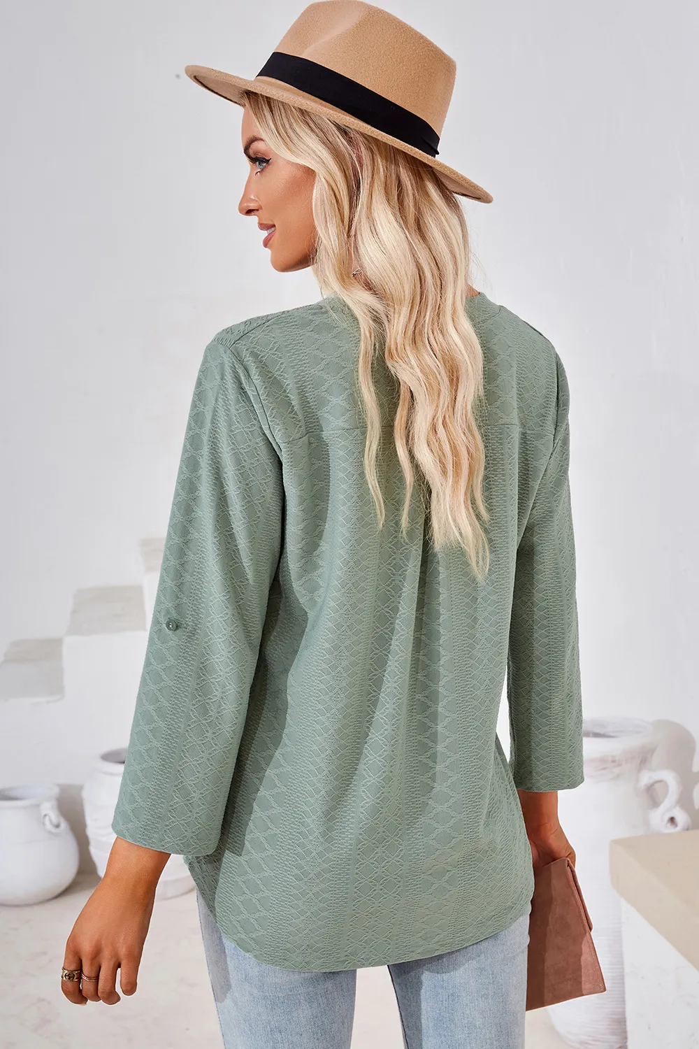 Notched Roll-Tab Sleeve T-Shirt, image 21
