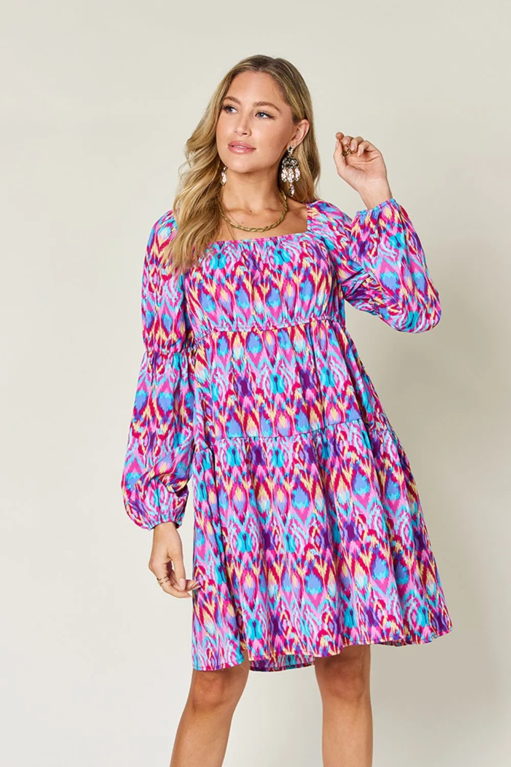 Full Size Printed Long Sleeve Dress, image 14