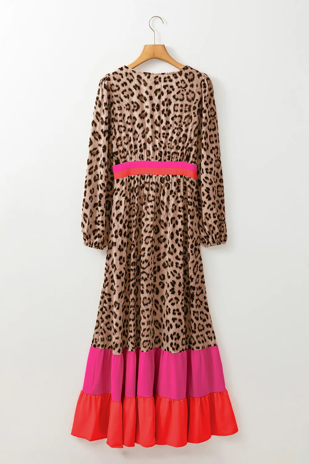 Leopard V-Neck Long Sleeve Maxi Dress, image 4