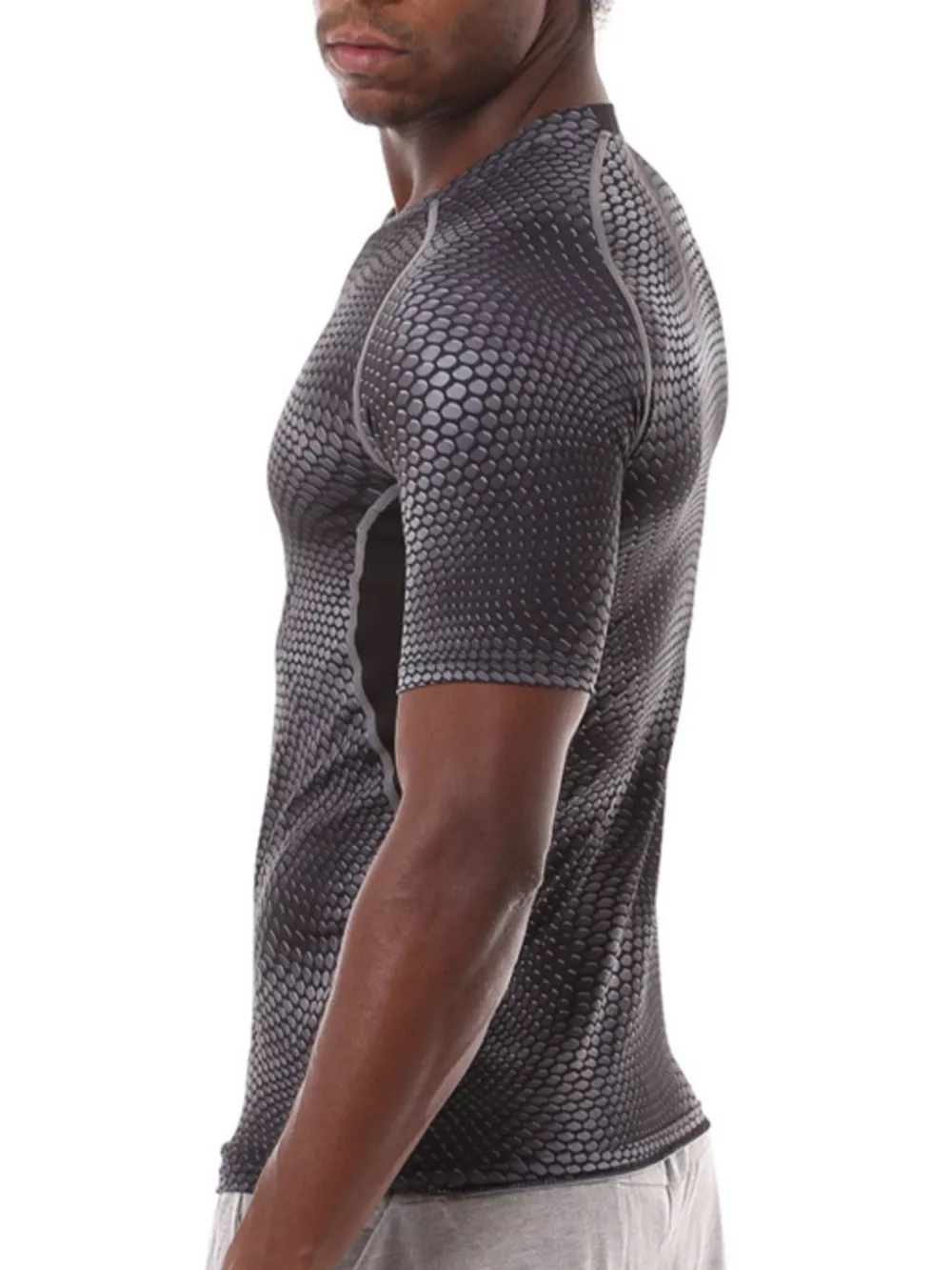 Men's Compression Fit Snake Print Active T-Shirt, image 3