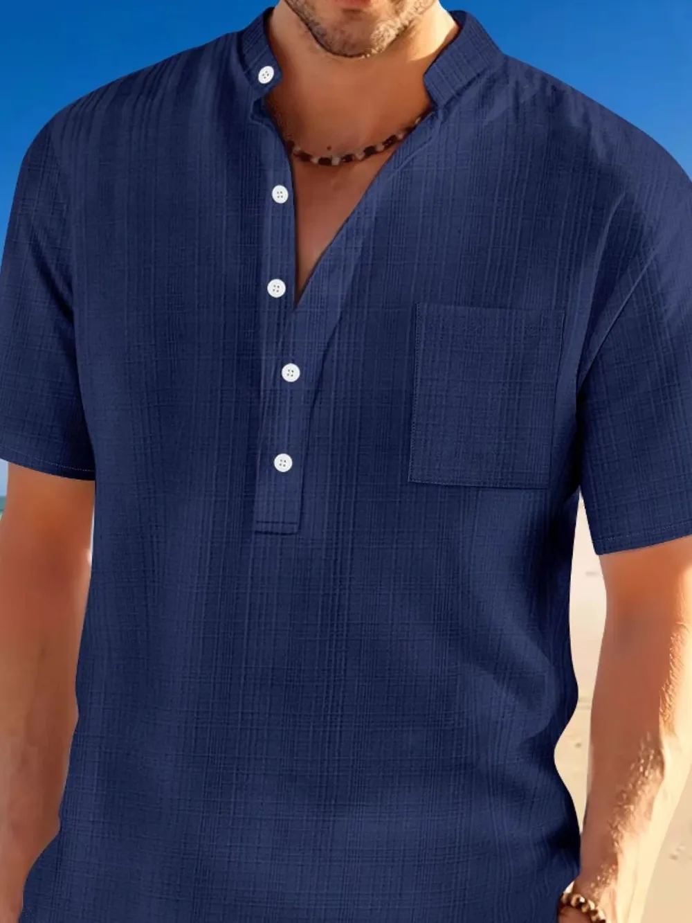 Men's Full Size Half Button Short Sleeve Polo Plus Size, image 6