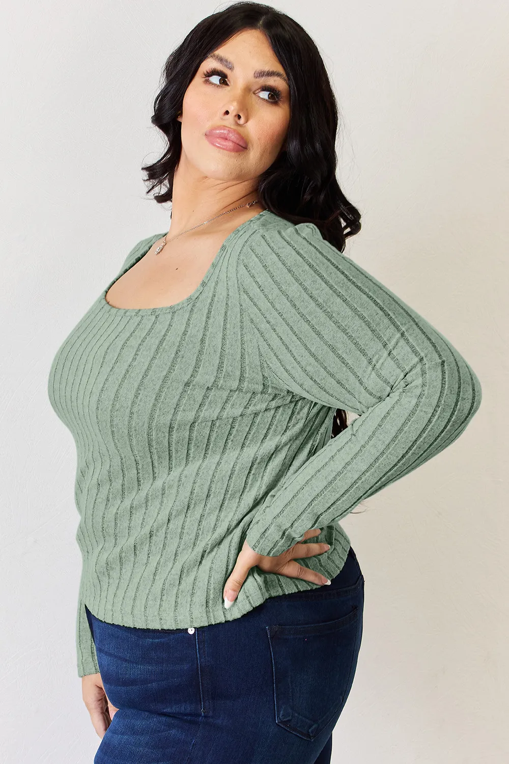 Full Size Ribbed Long Sleeve T-Shirt, image 21