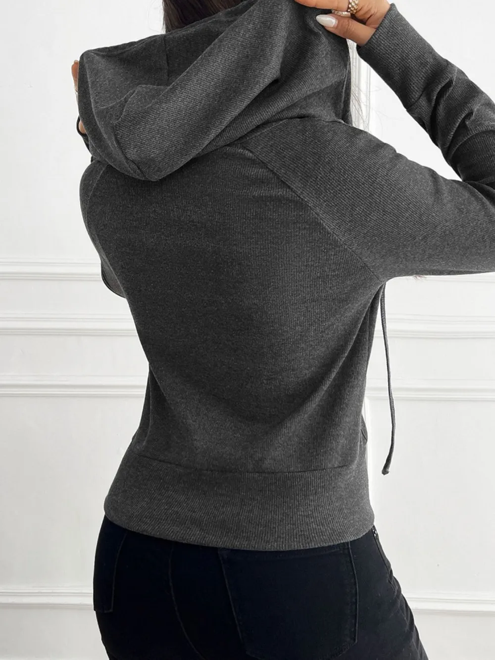 Zip Up Long Sleeve Hooded Outerwear, image 7