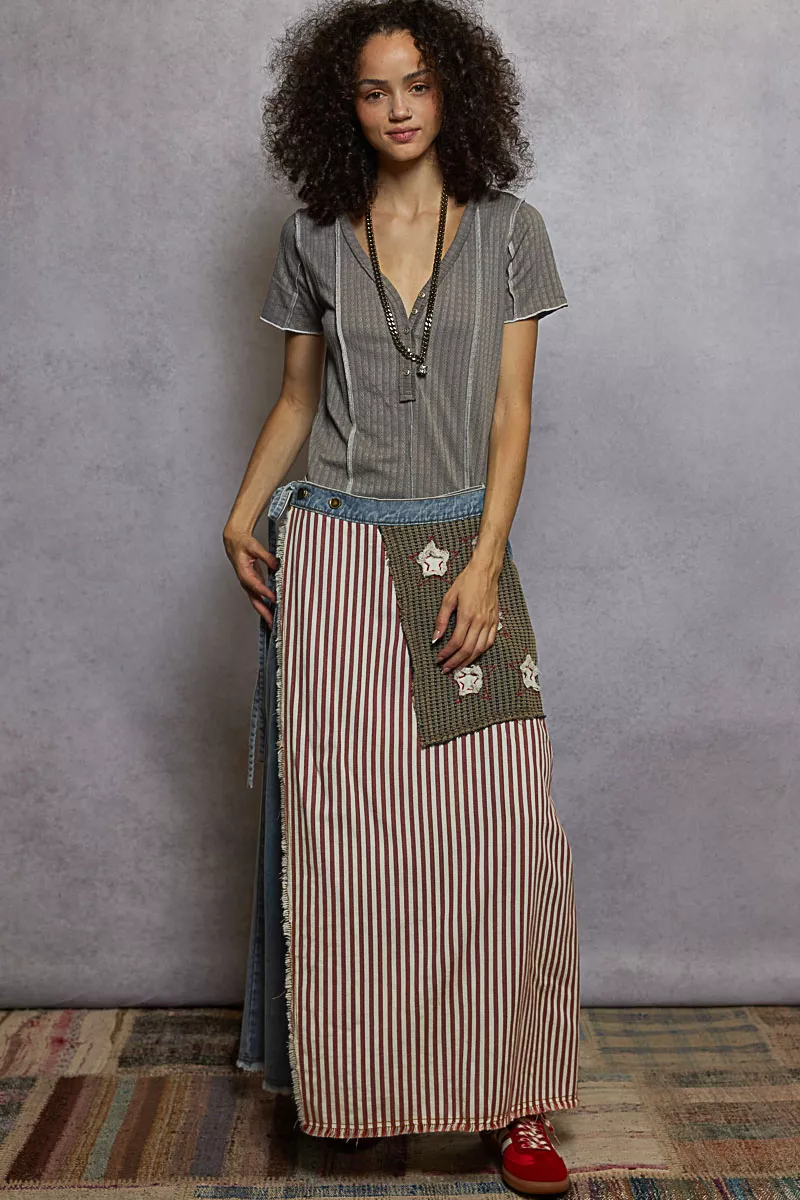V-Neck Short Sleeve Top with Stitch Seam Detail, image 6