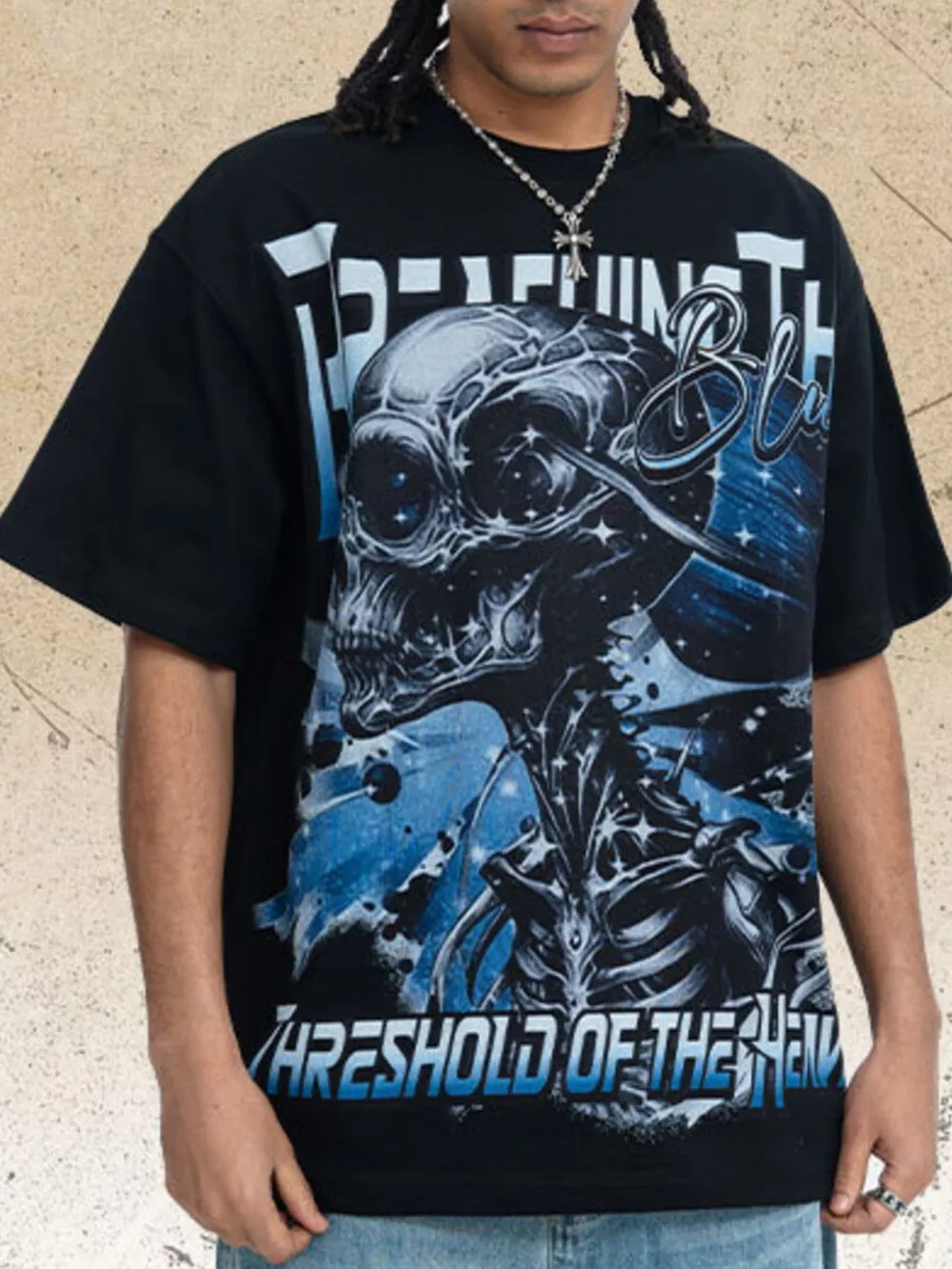 Men's Skull Graphic Round Neck T-Shirt, image 3