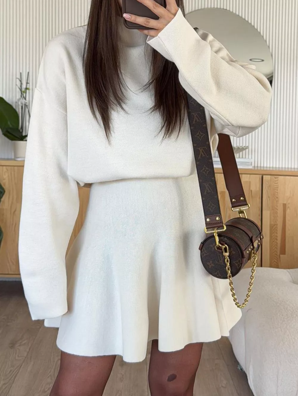 Turtleneck Dropped Shoulder Sweater and Skirt Set, image 3