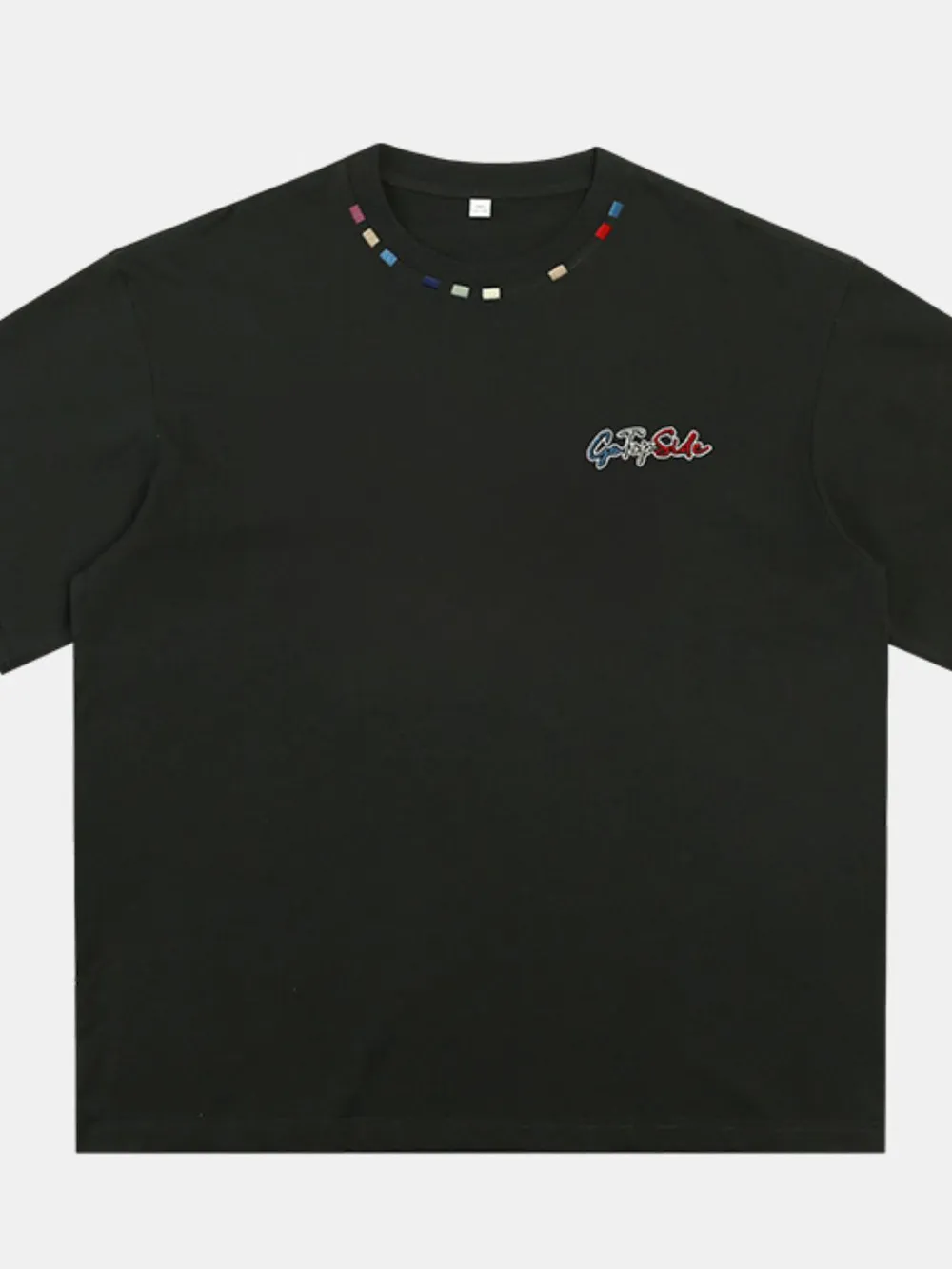 Men's Plus Size Embroidered Round Neck Half Sleeve T-Shirt, image 5