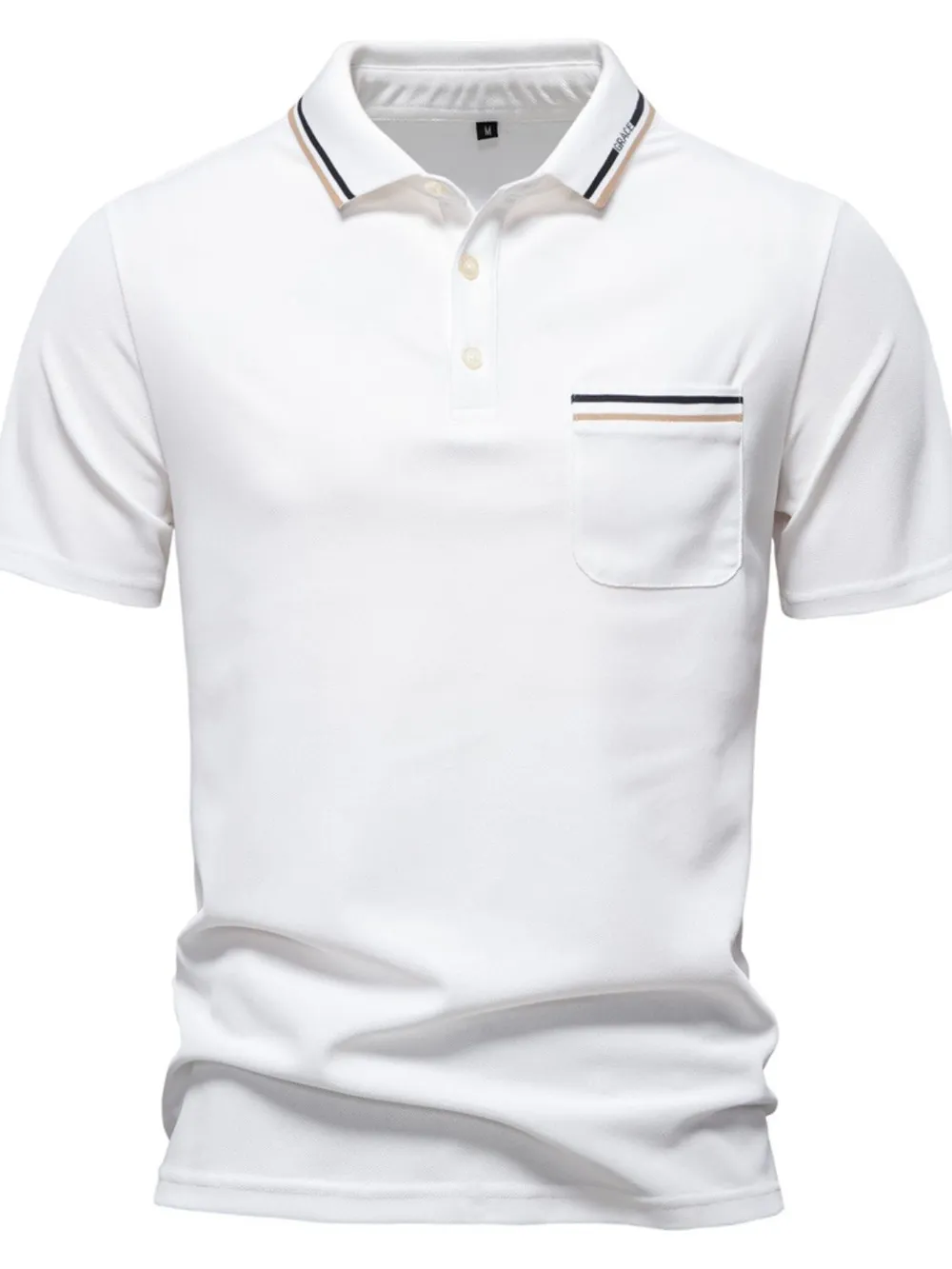 Men's Short Sleeve Collared Neck Striped Polo, image 2