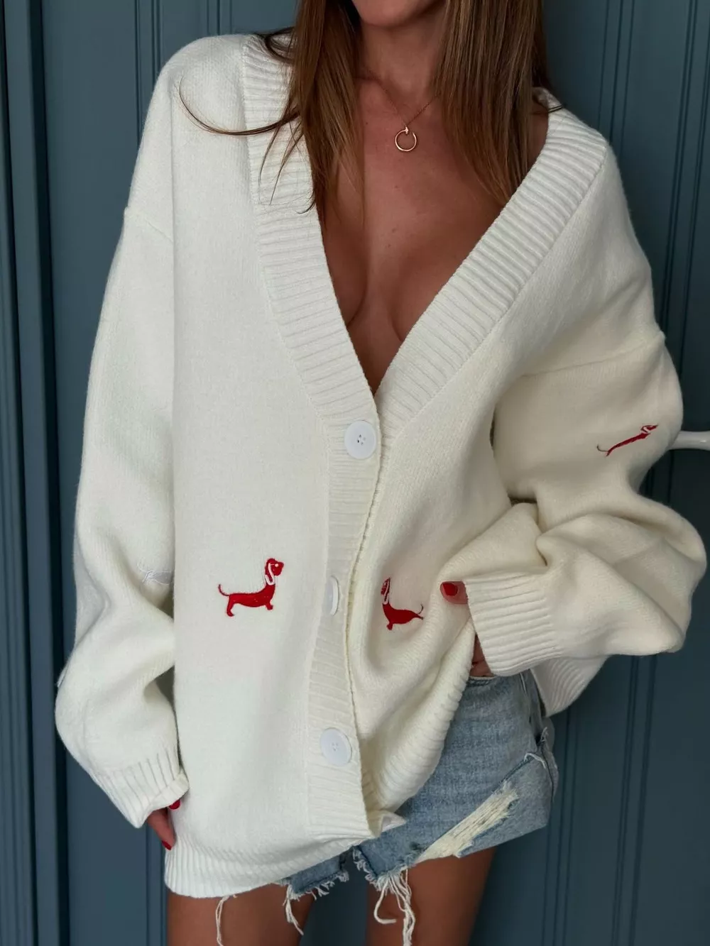Embroidered Button Up Cardigan, image 8