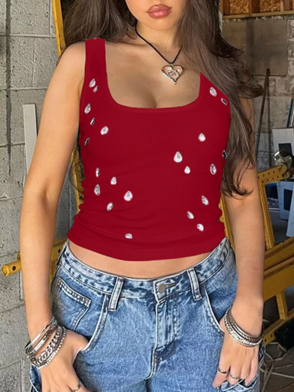 Bead Embellished Square Neck Tank, image 23