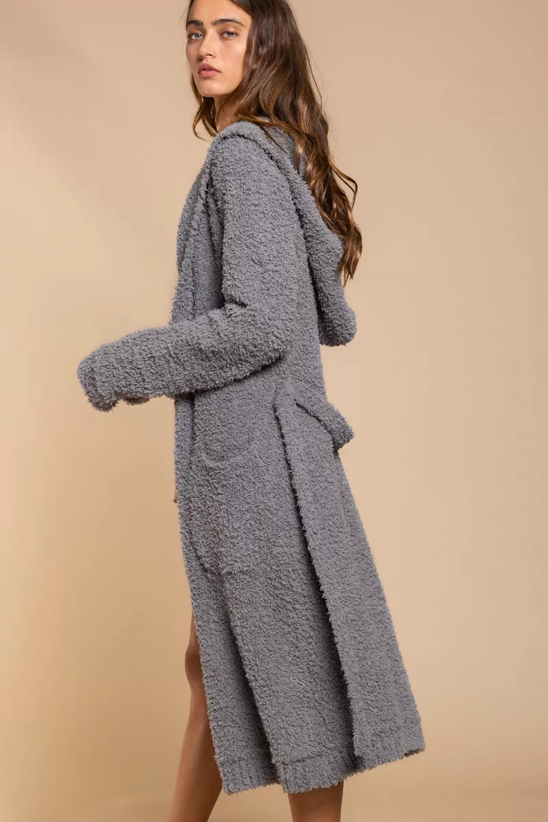Berber fleece Tie Front Tunic Cardigan with Pockets, image 4