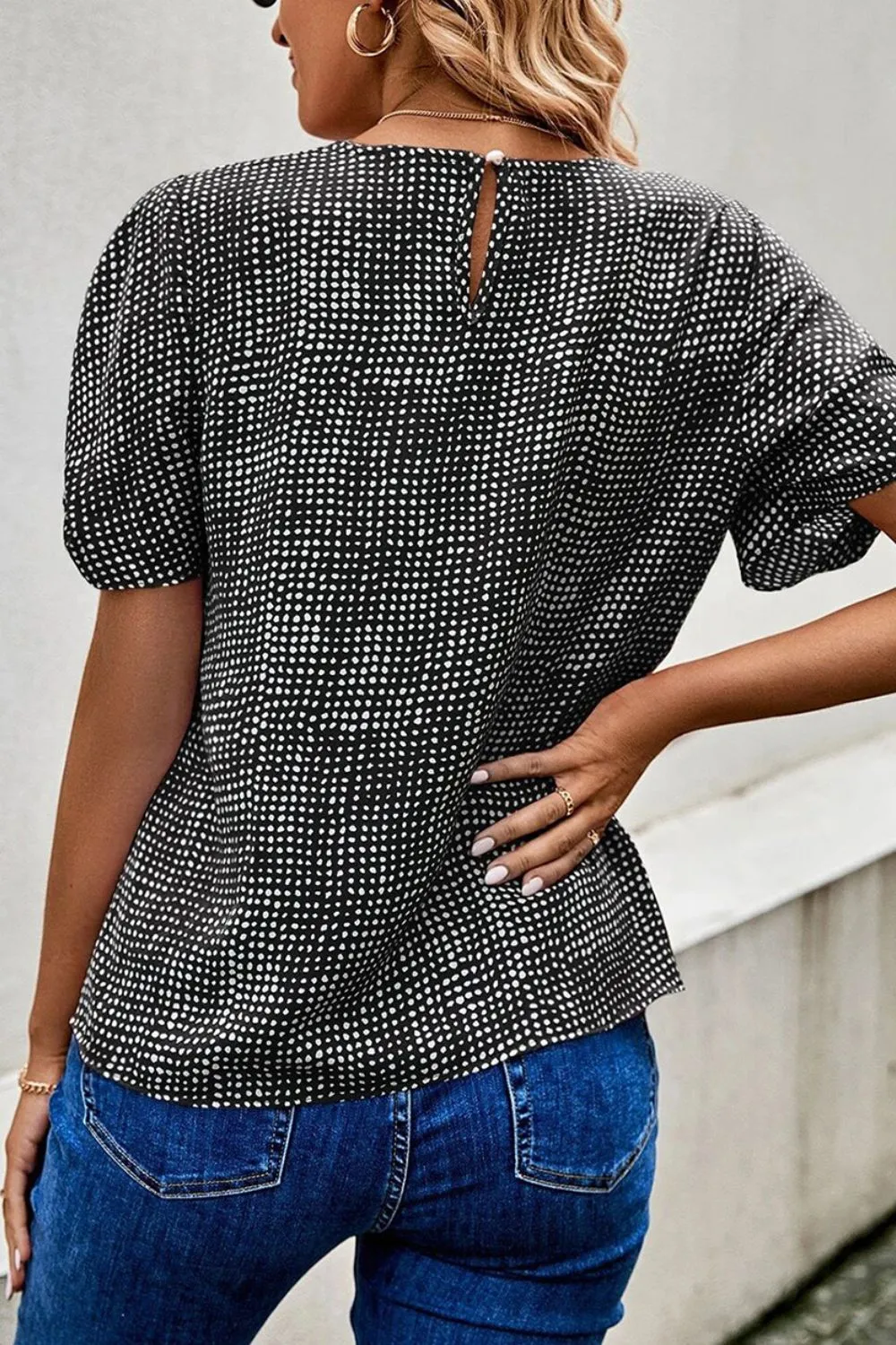 Printed Short Puff Sleeve Blouse, image 8