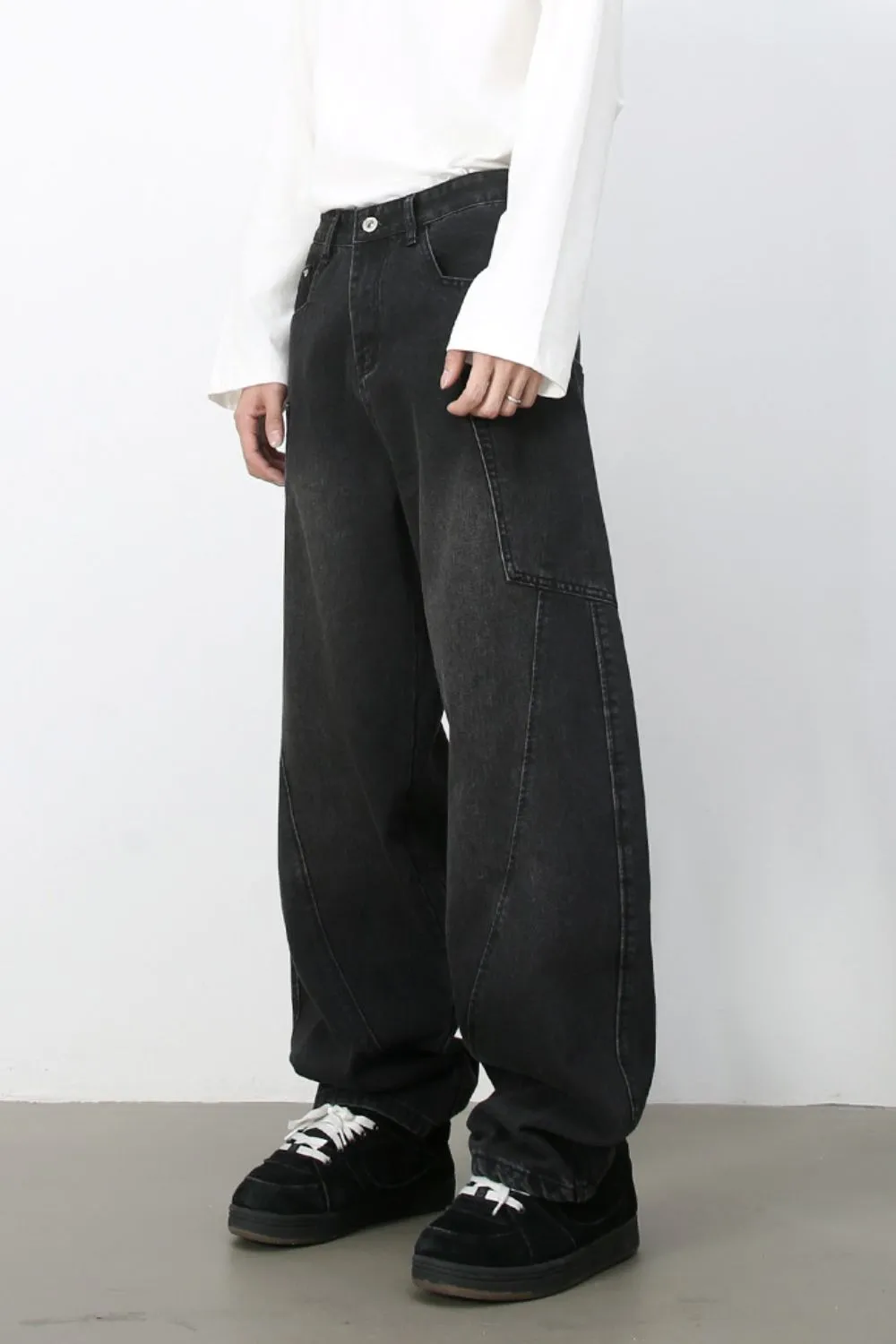 Men's Wide Leg Jeans with Pockets, image 4