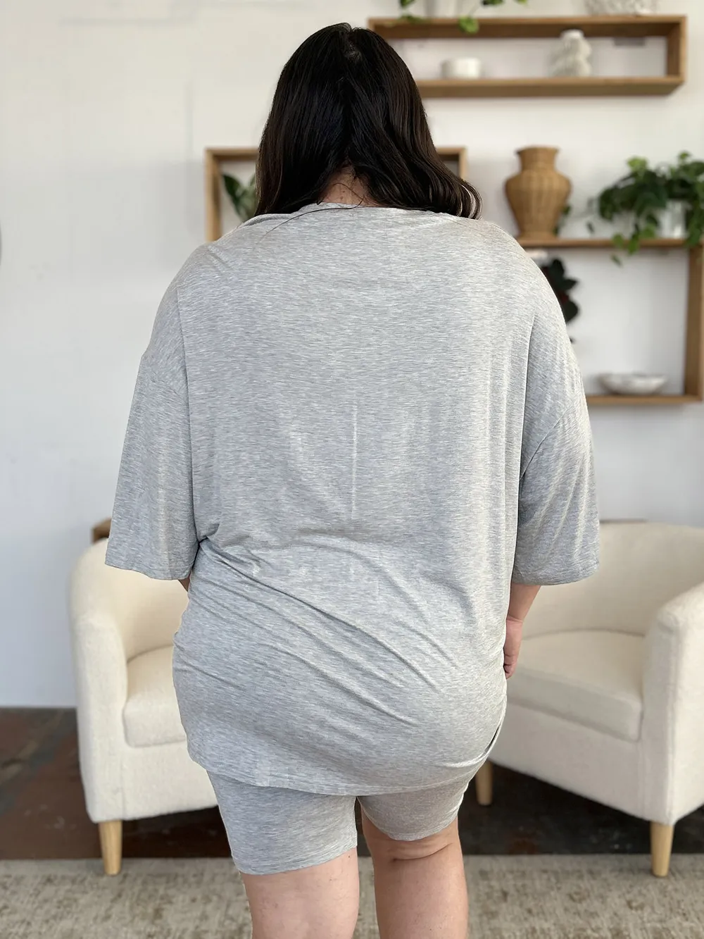 Bamboo Full Size Round Neck Drop Shoulder T-Shirt and Shorts Set, image 10