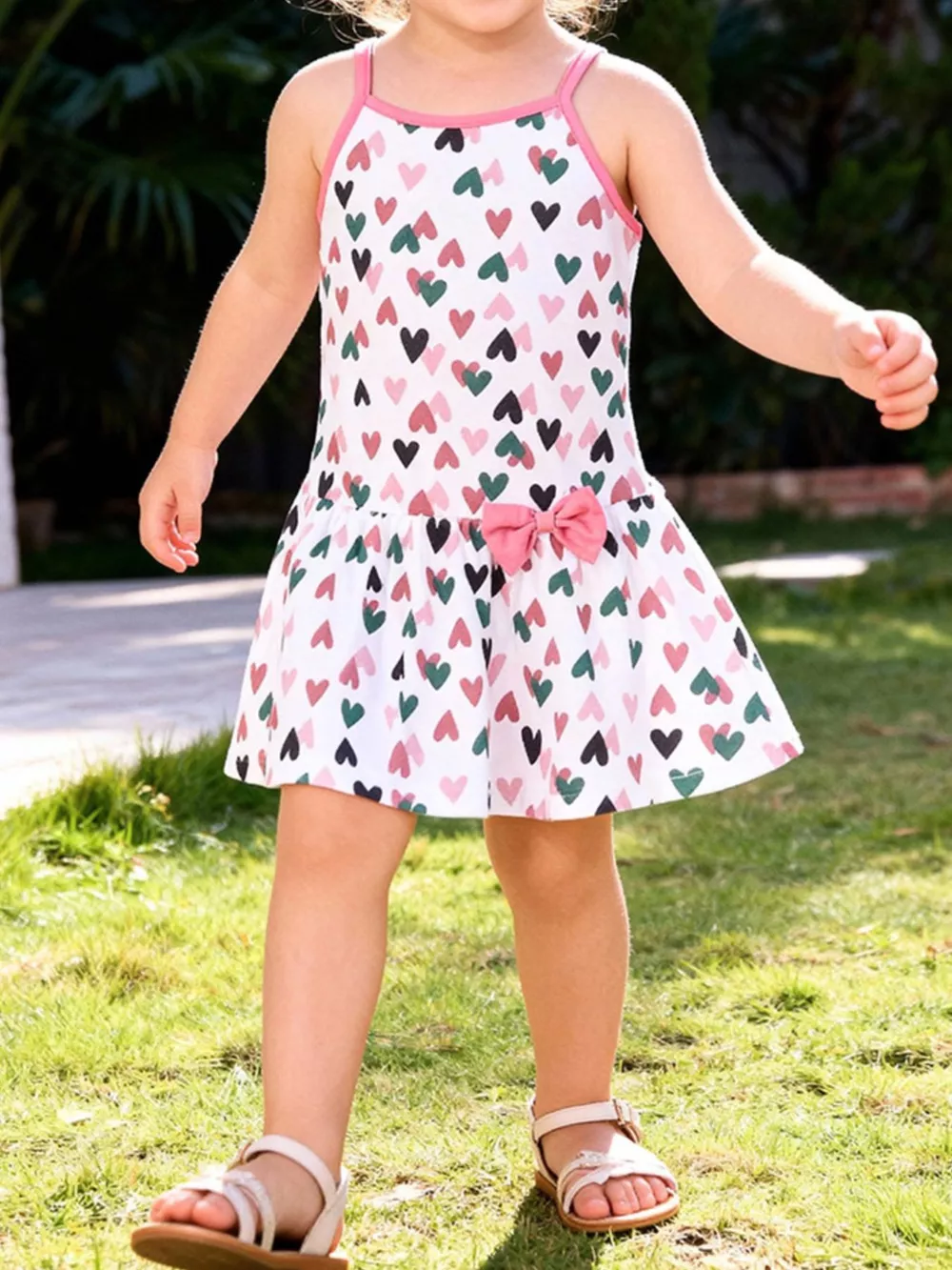 Children's Bow Printed Sleeveless Casual Dress, image 6