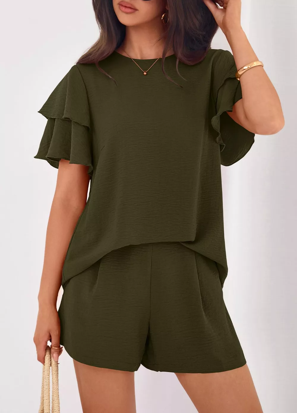 Ruffle Sleeve Top and Shorts Two-Piece Set, image 12