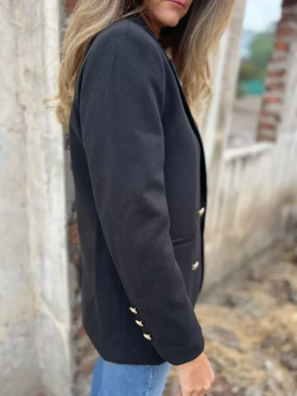 Full Size Double Breasted Long Sleeve Blazer Plus Size, image 6
