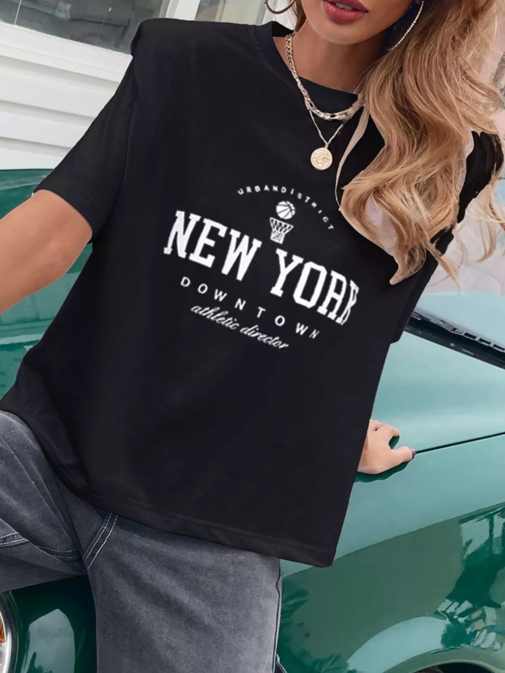 Letter Round Neck Half Sleeve T-Shirt, image 3