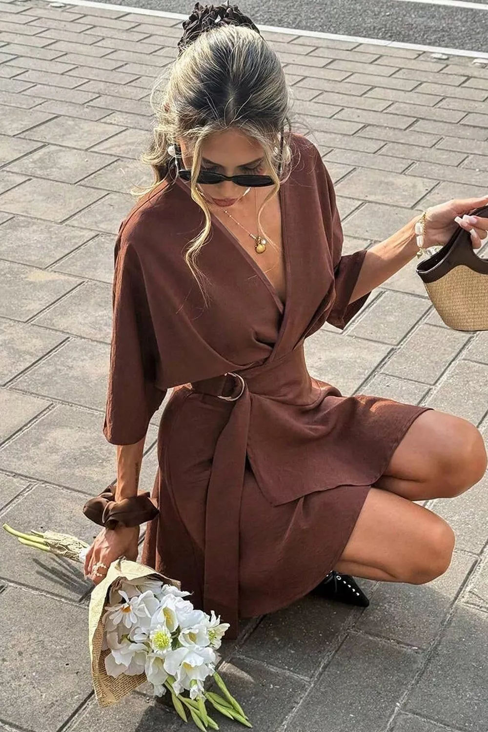 Surplice Half Sleeve Mini Dress, image 6