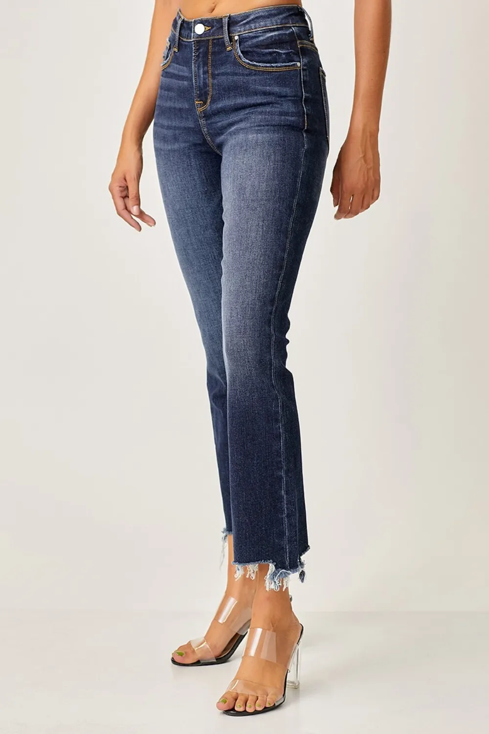 Full Size Frayed Hem Cropped Straight Jeans, image 5