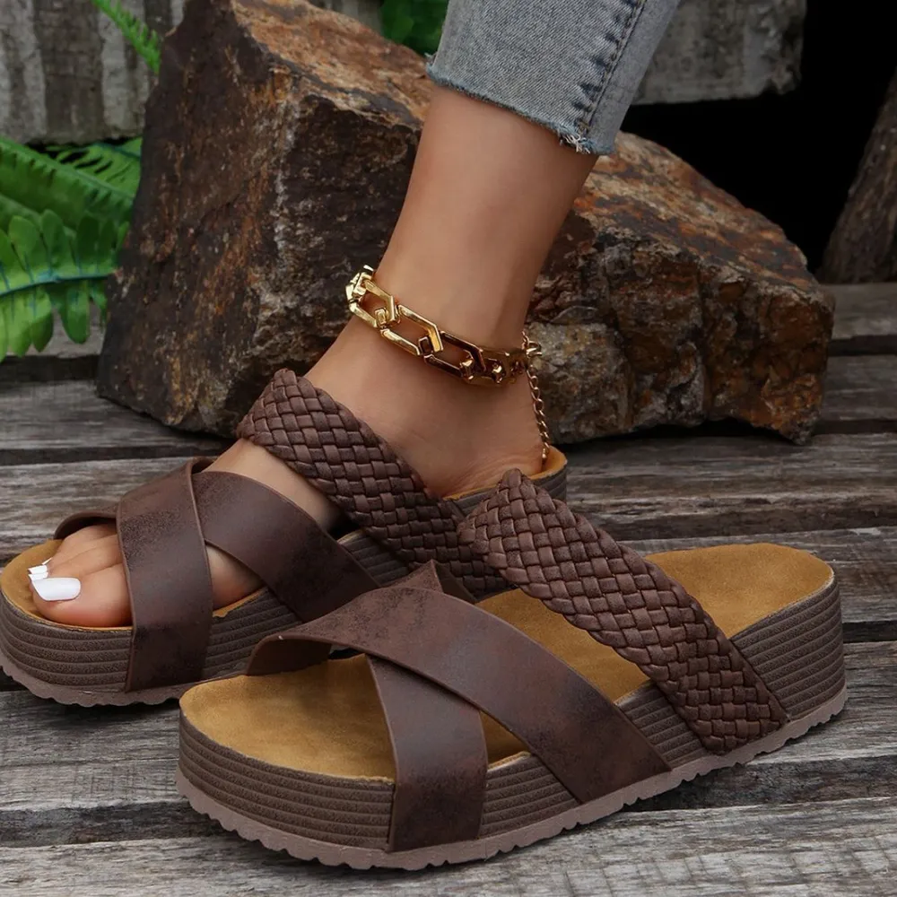 Crisscross Open Toe Platform Sandals, image 2