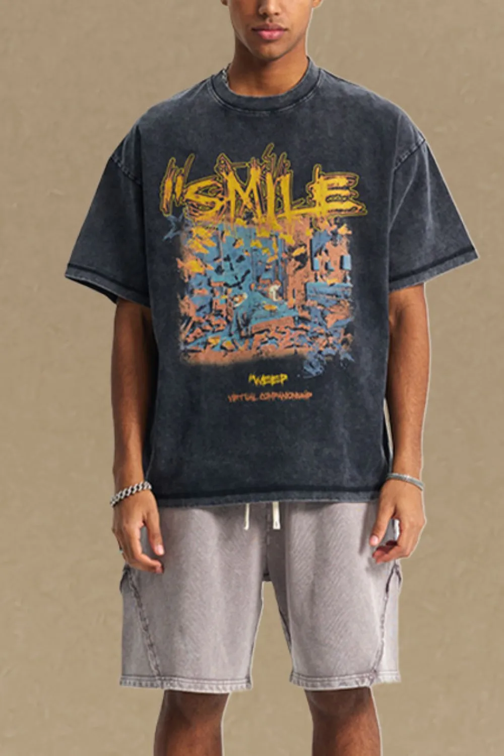 Men's Graphic Round Neck Half Sleeve T-Shirt, image 3
