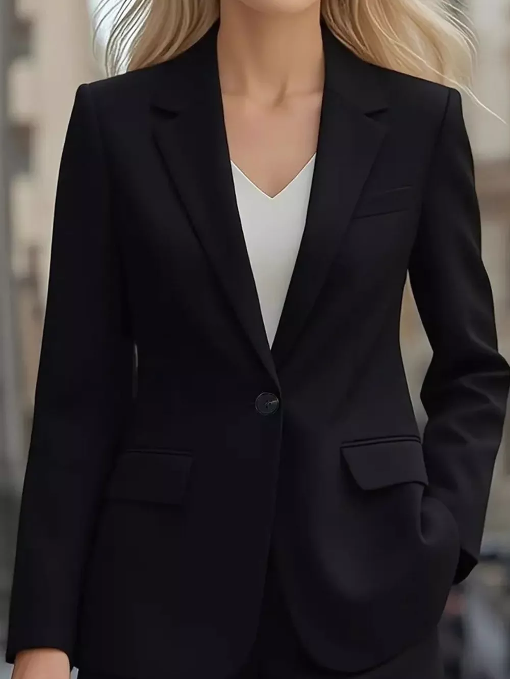 Lapel Collar One Button Blazer, image 9