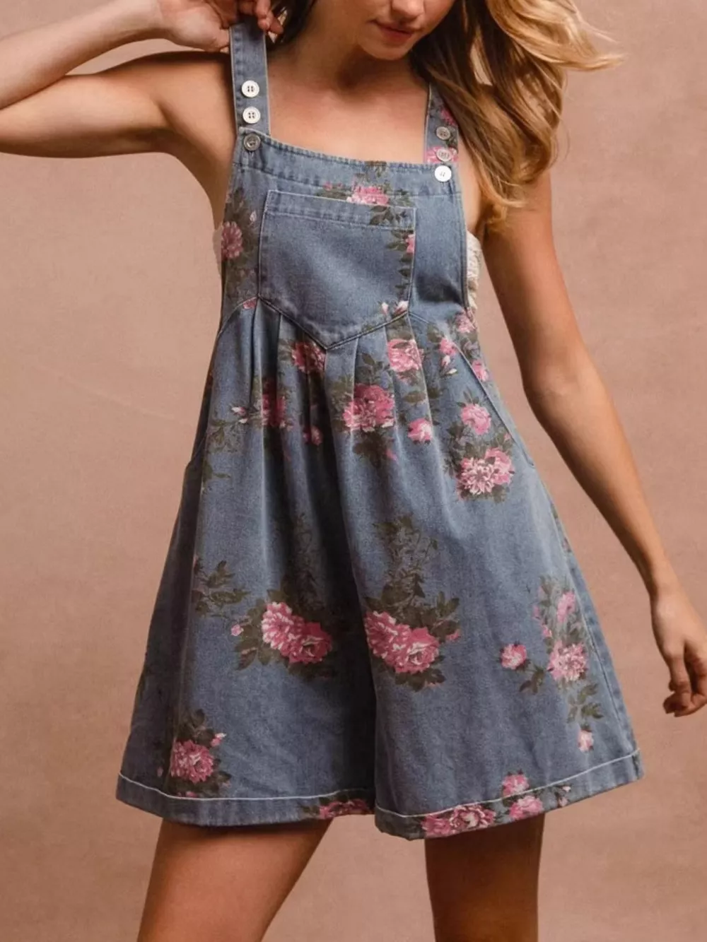 Floral Print Denim Overalls, image 5