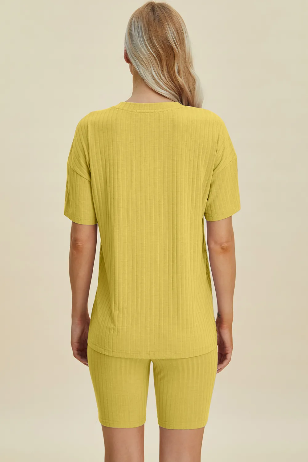 Full Size Ribbed V-Neck Short Sleeve Top and Shorts Set, image 25