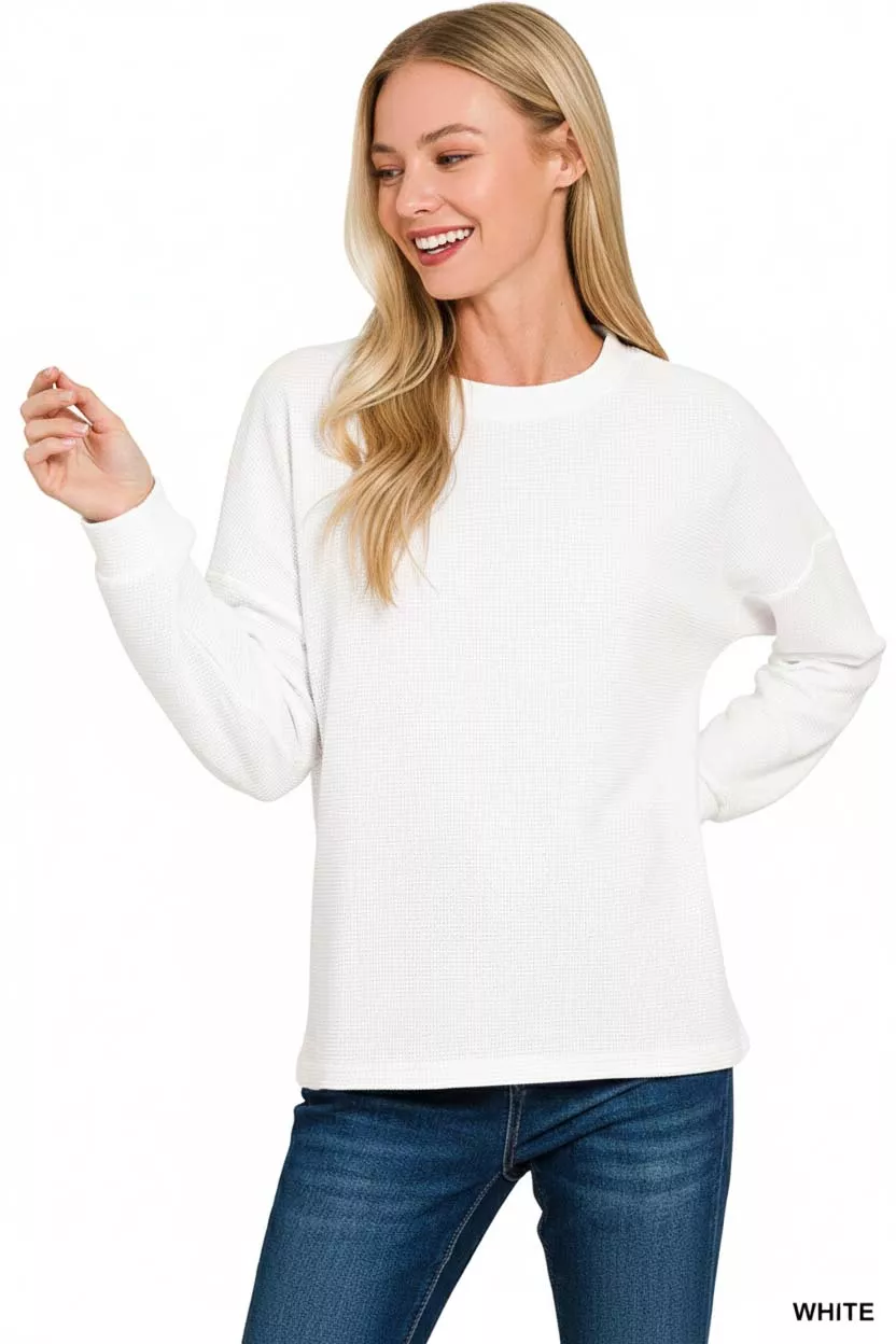 Double Knit Round Neck Long Sleeve Top, image 3