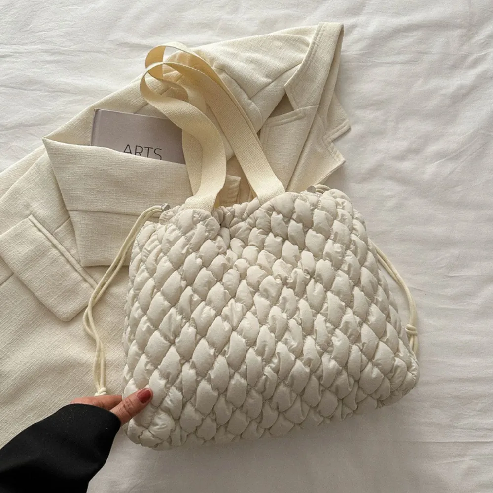 Drawstring Bubble Texture Tote Bag, image 15