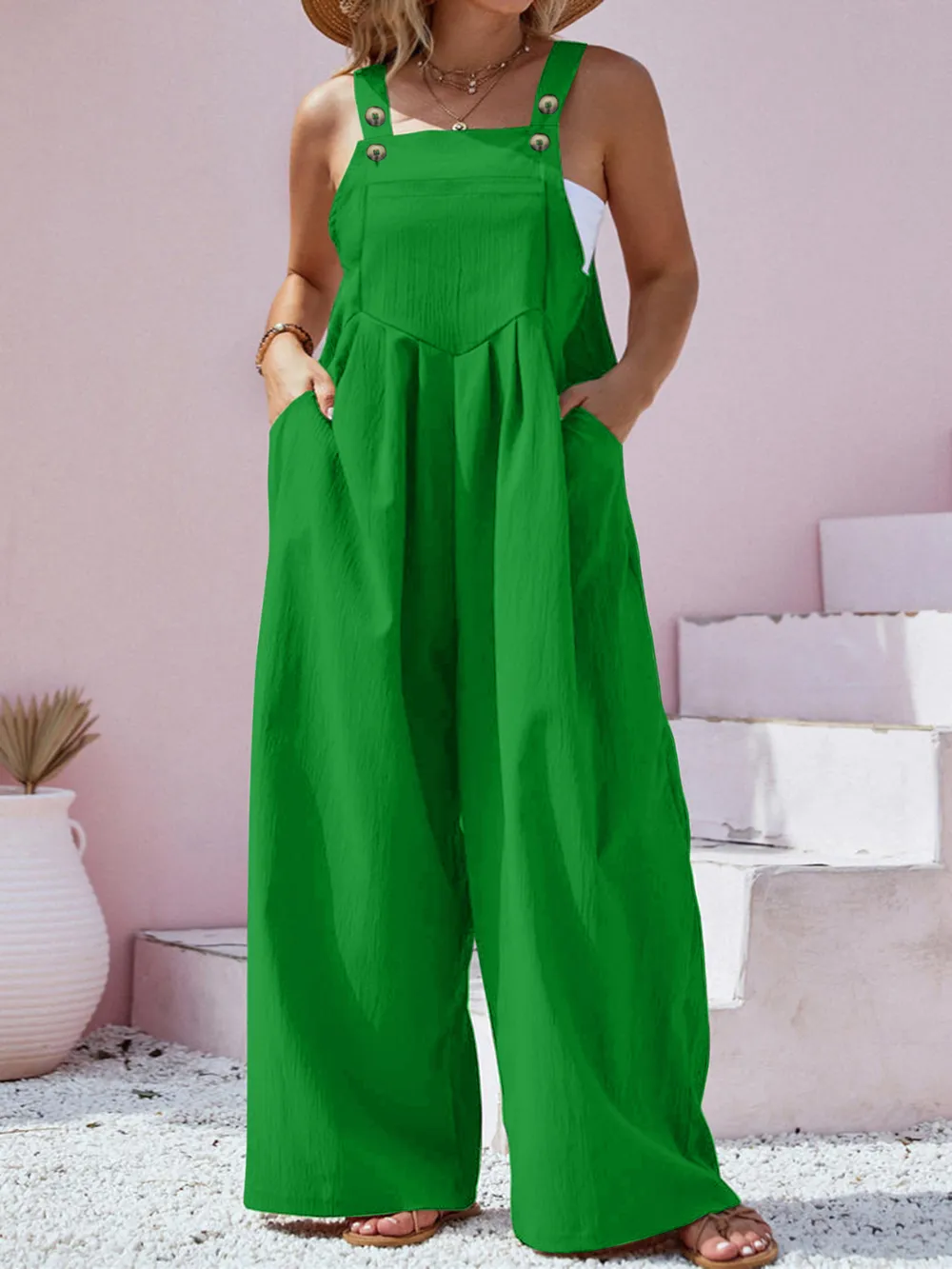 Plus Size Square Neck Wide Leg Overalls, image 19