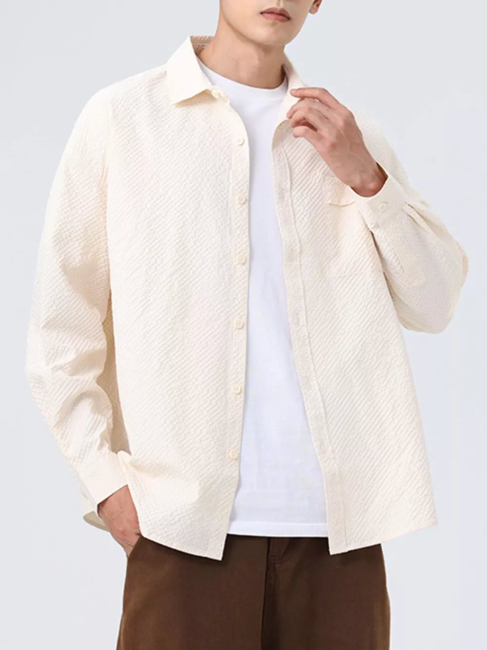 Men's Plus Size Button Up Oversized Shirt, image 5