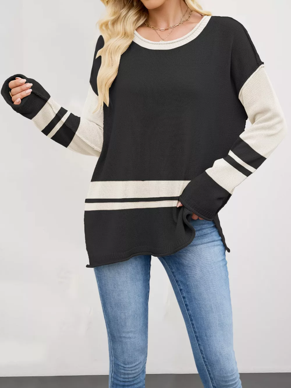 Color Block Side Slit Sweater, image 13