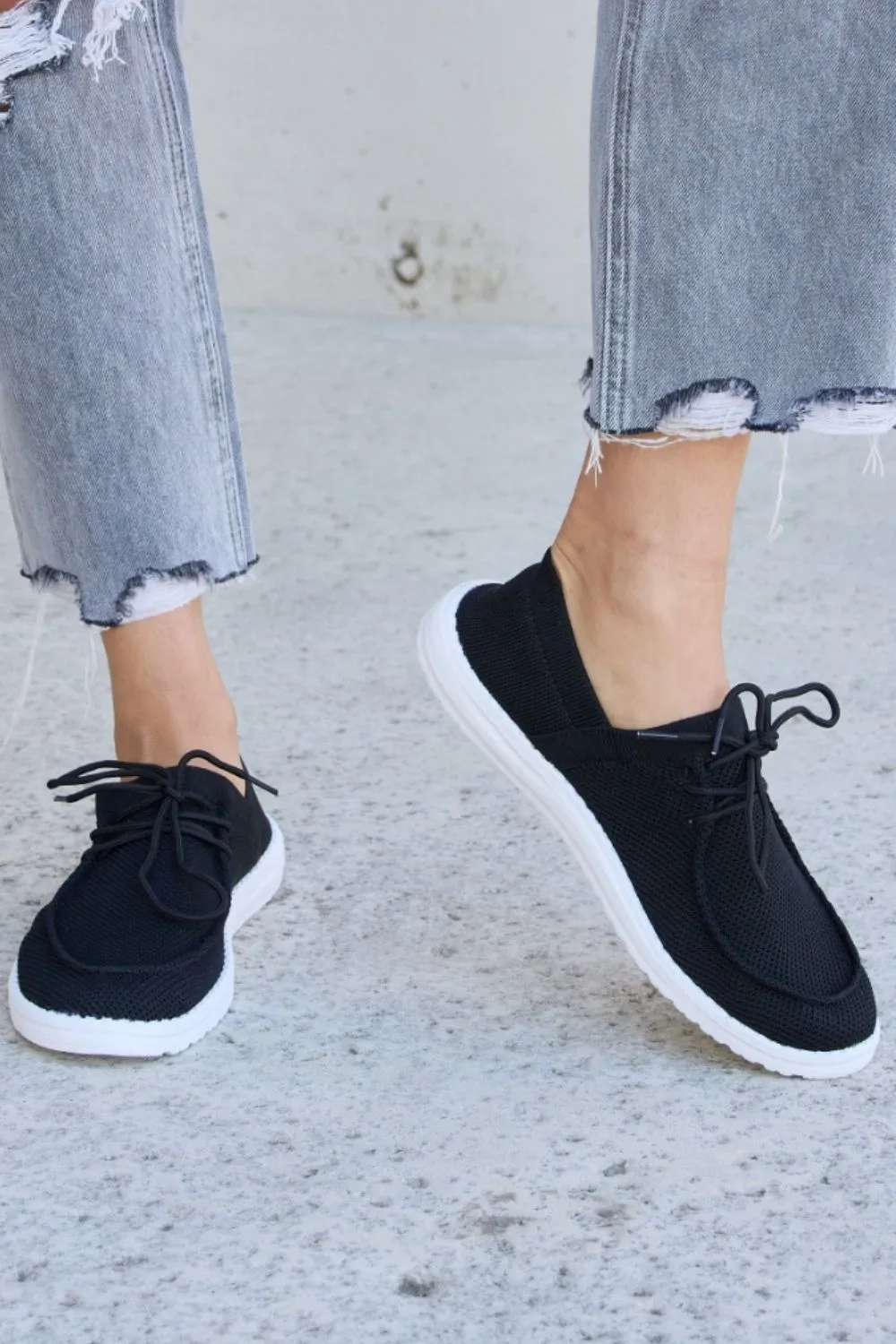 Flat Round Toe Lace-Up Sneakers, image 4
