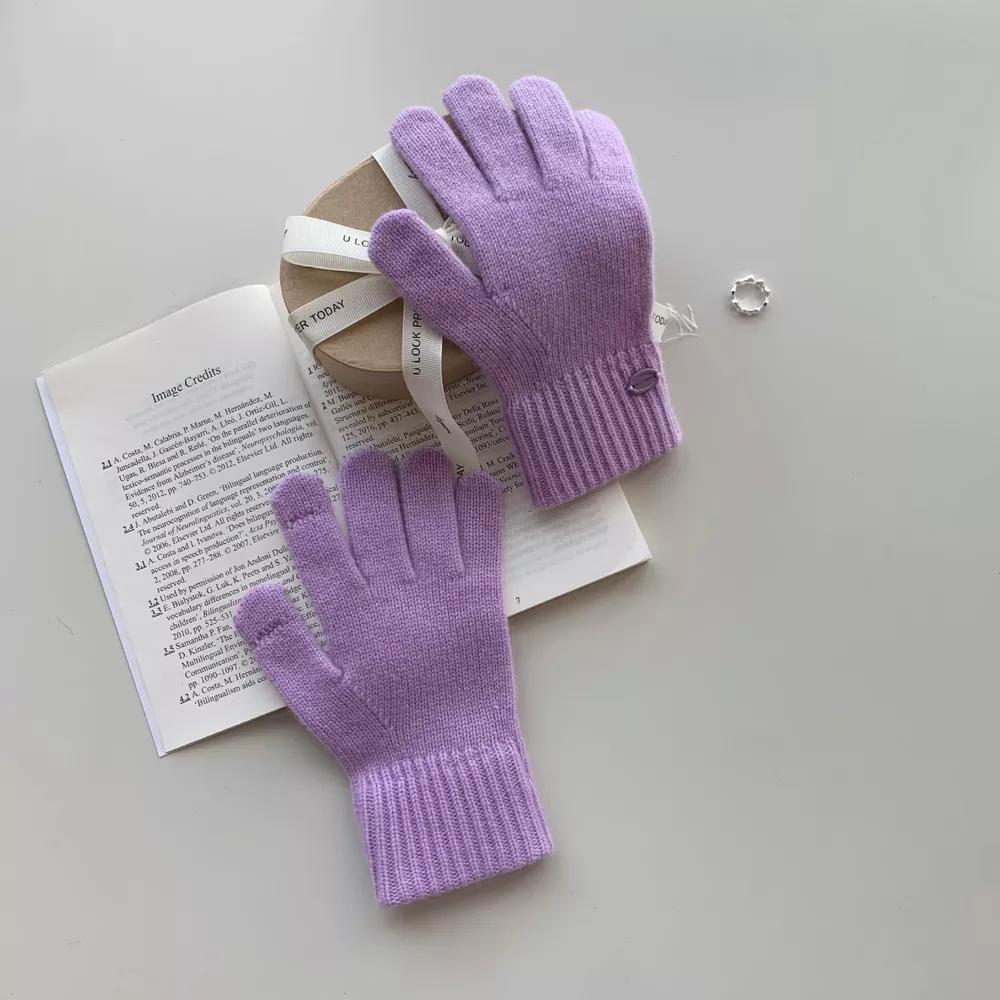 Knitted Solid Color Gloves, image 7
