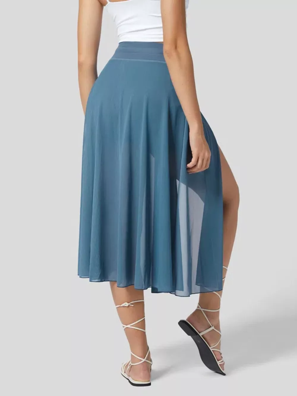 Slit Flowy Skirt with Shorts Liner, image 16