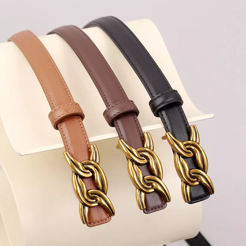 Chain Buckle Leather Belt, image 2