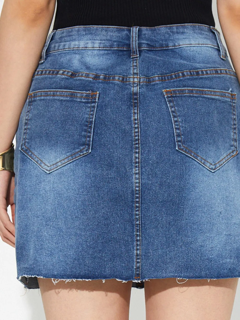 Pocketed Button Up Denim Skirt, image 2