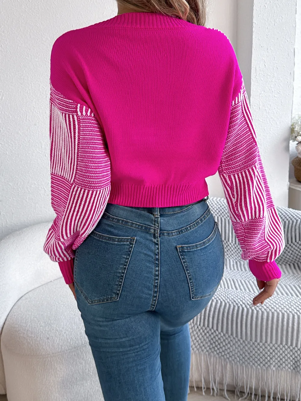 Striped V-Neck Long Sleeve Sweater, image 6