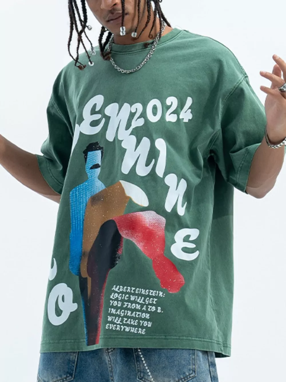Men's Vintage Graphic Print Oversized T-Shirt, image 2