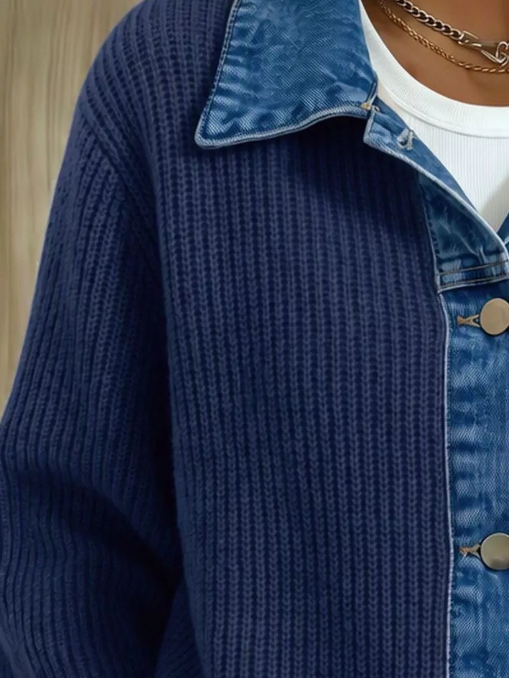 Denim Trim Button Up Cardigan, image 6