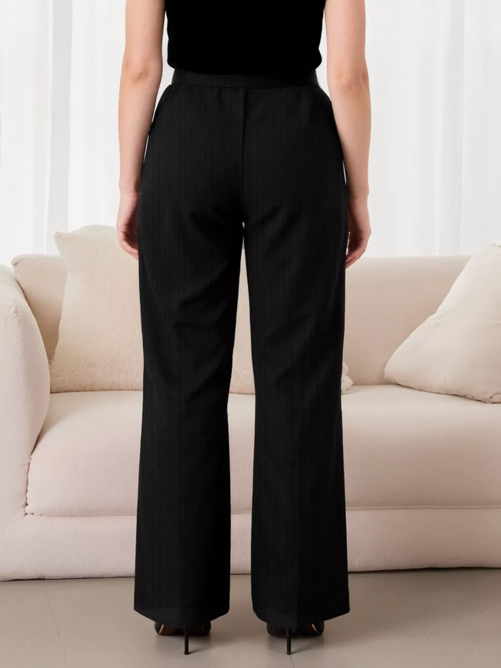 Plus Size Chain-Waist Wide-Leg Pants, image 2