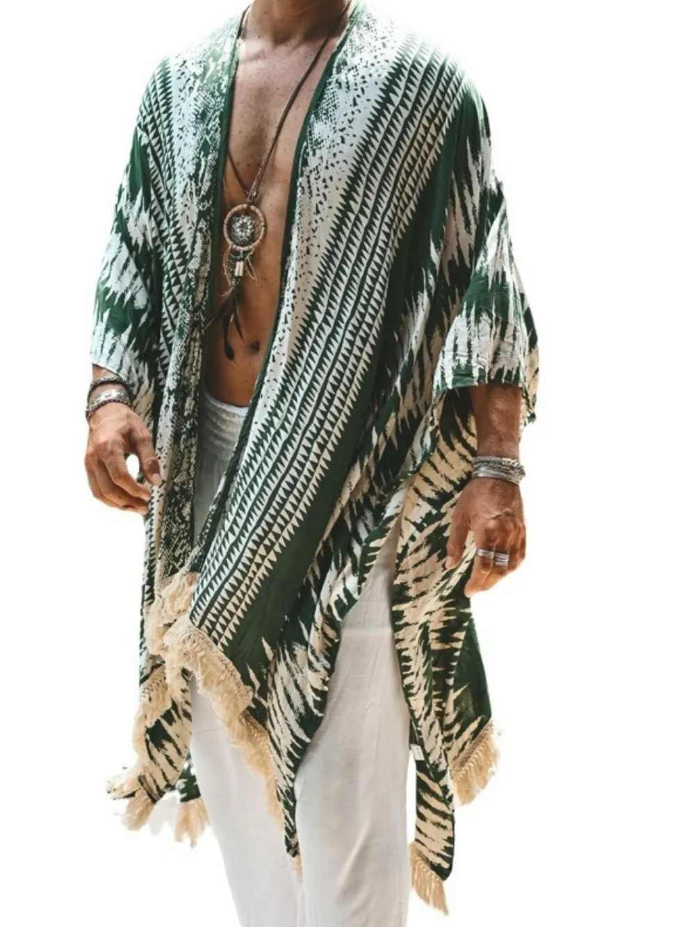 Men's Full Size Fringe Open Front Cover-Up Plus Size, image 5