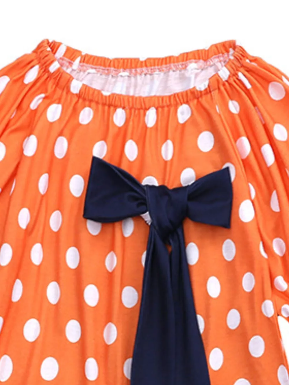 Children's Halloween Ghost Polka Dot Dress with Bow, image 3