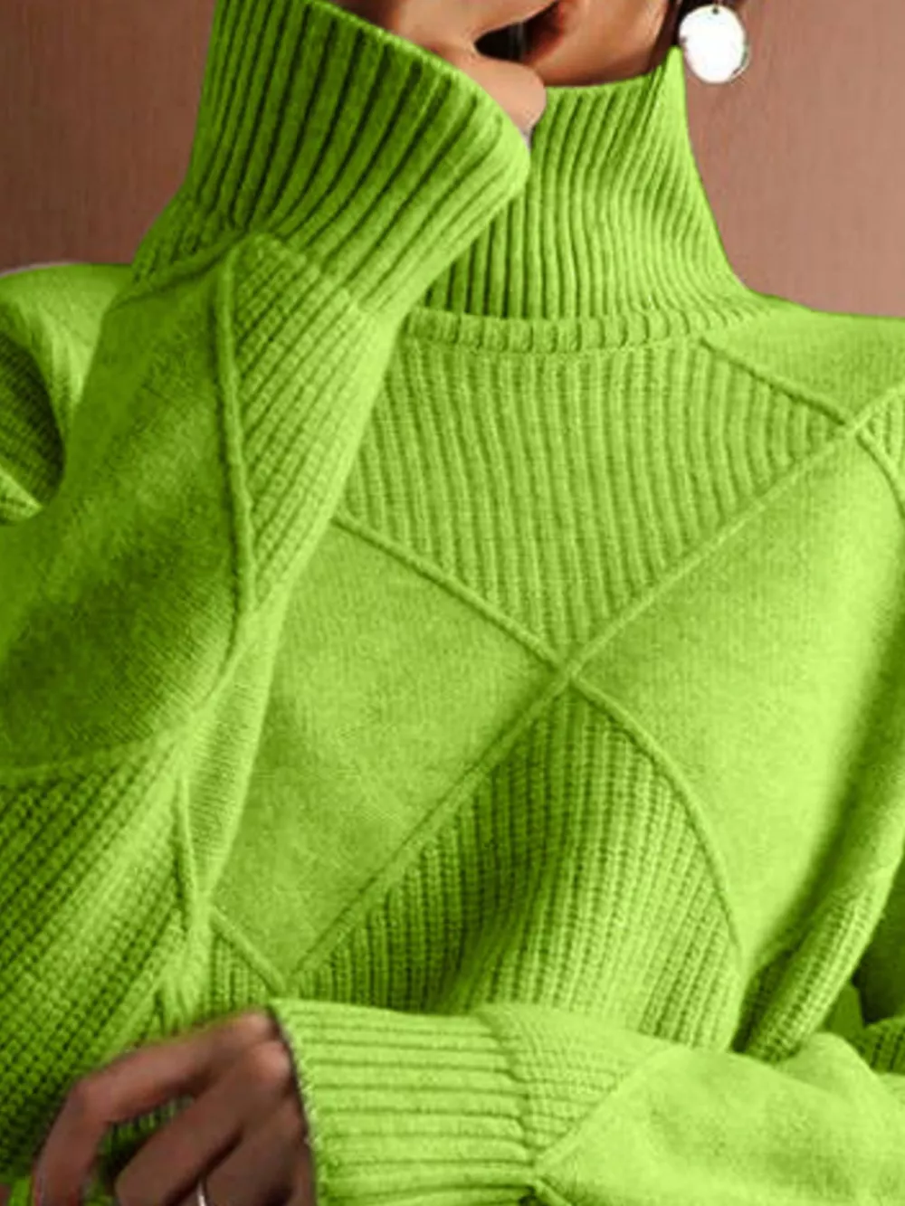 Argyle Pattern Turtleneck Sweater, image 6