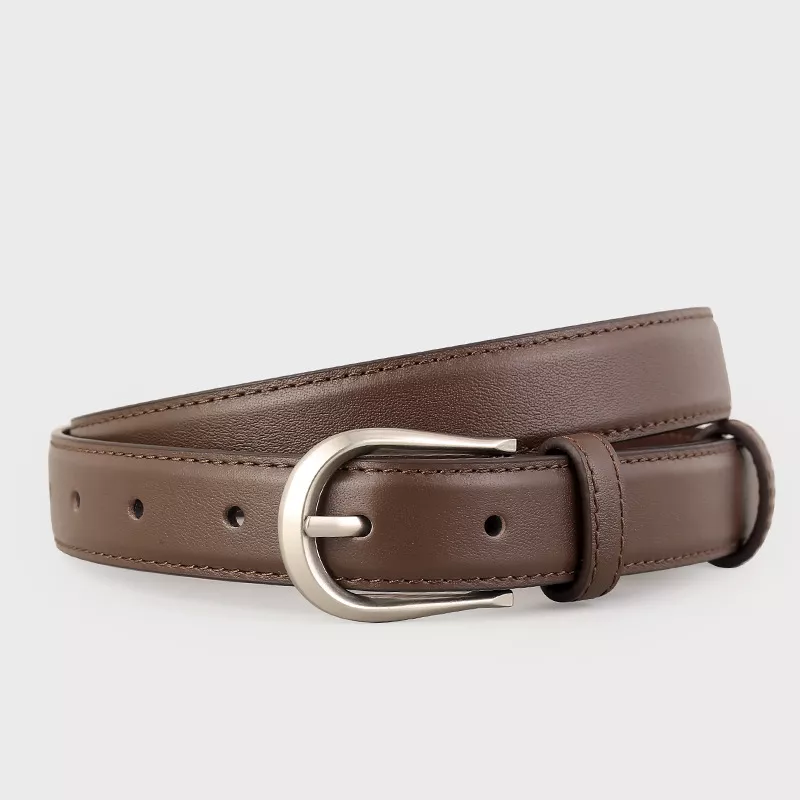 Classic Leather Belt with Silver Buckle, image 5